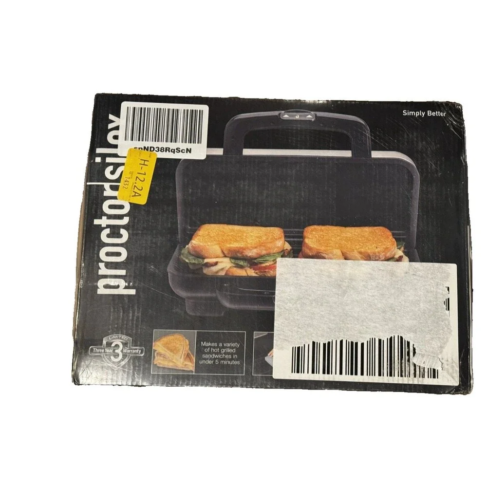 Proctor Silex Panini Press Sandwich Maker Grill Nonstick Plates New Sealed